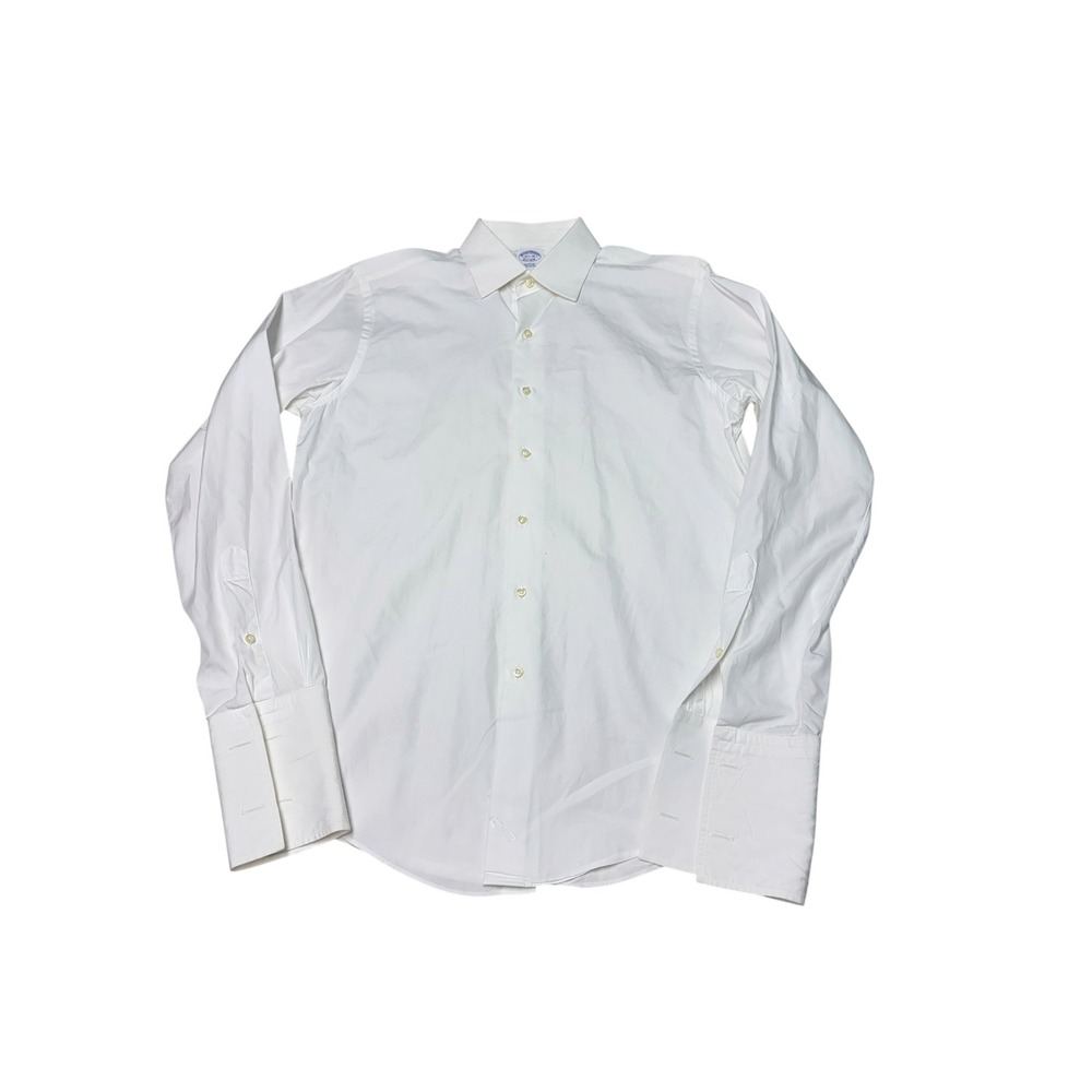 Brooks Brothers White Cotton Dress Shirt French Cuff Mens 15.5 36 Made USA